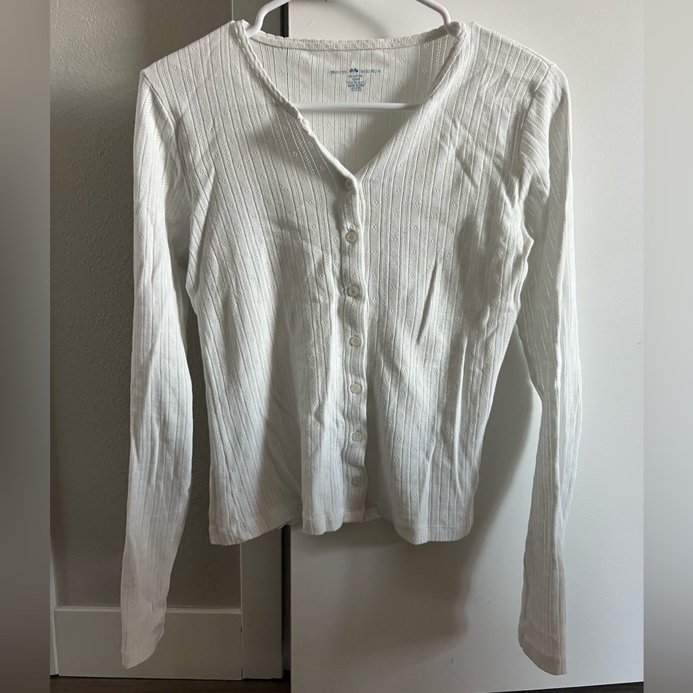 NWOT Brandy Melville White Pointelle Top